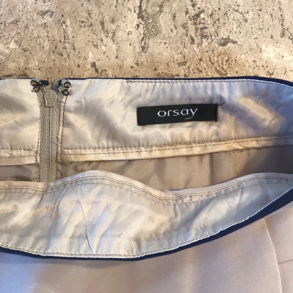 Lined tan & navy Orsay European Skirt